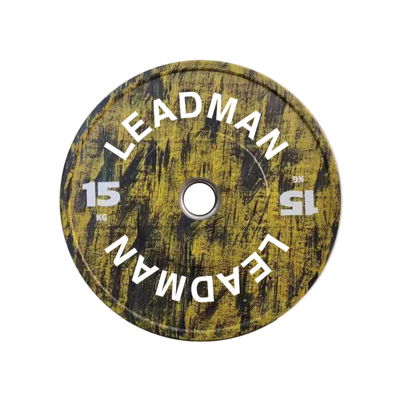15kg Yellow Wood Grain Rubber Bumper Plate