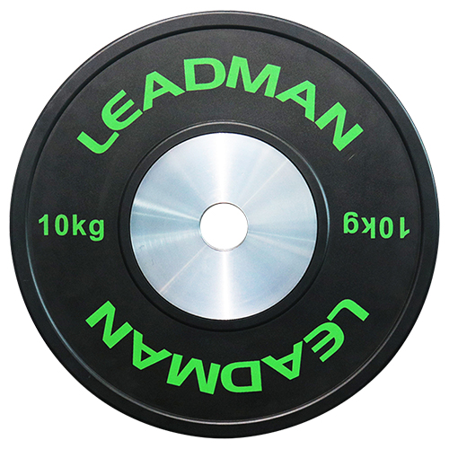 Competition Bumper Plates With Green Edge Strip - 10kg