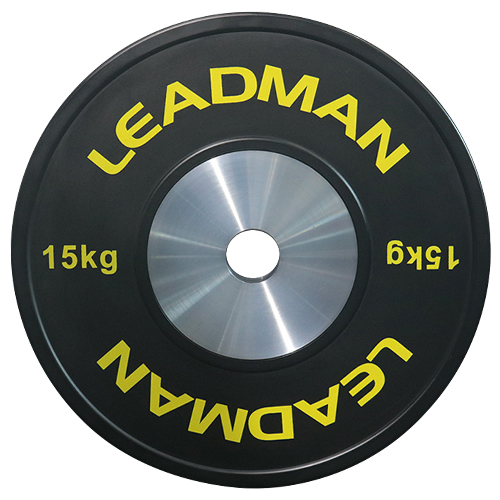 Competition Bumper Plates With Yellow Edge Strip - 15kg