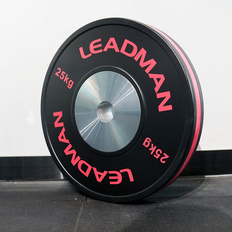 Competition Bumper Plates With Red Edge Strip - 25kg-img3