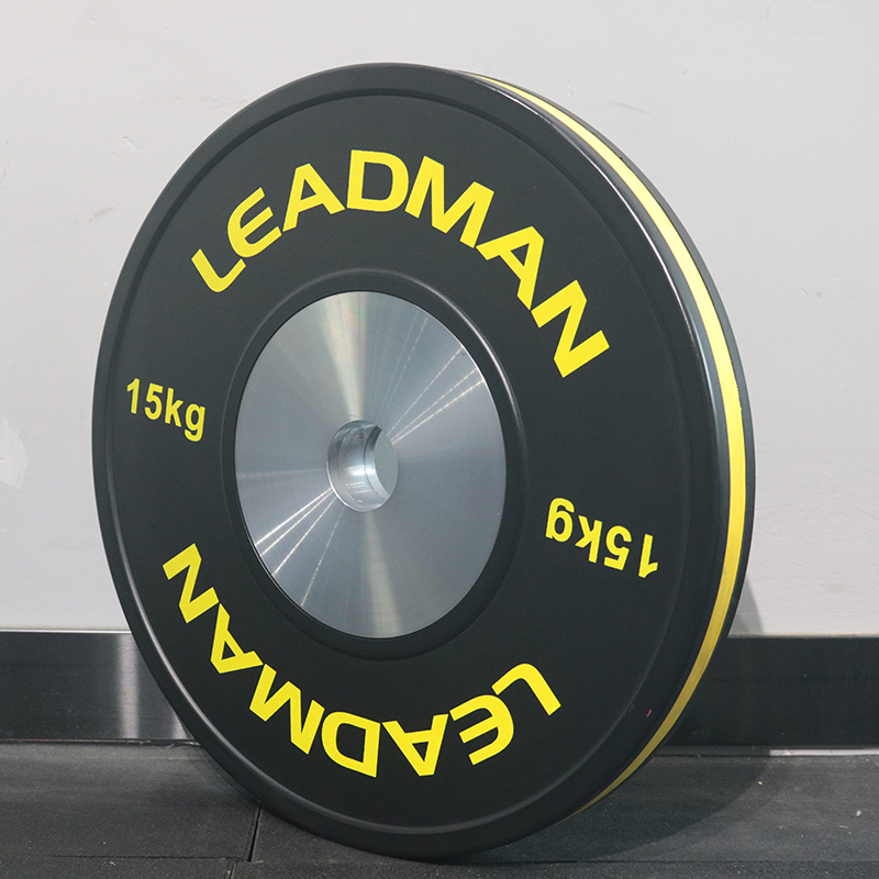 Competition Bumper Plates With Yellow Edge Strip - 15kg-img2