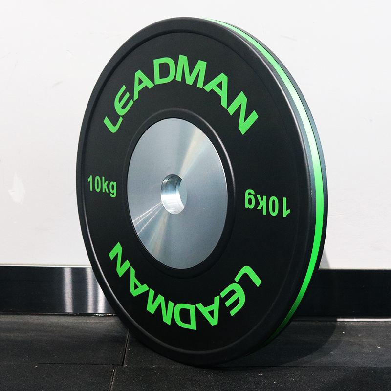 Competition Bumper Plates With Green Edge Strip - 10kg-img3